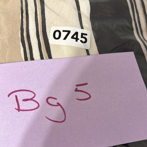 Zara Tan Beige White Black Stripe Tie Back Top Blouse Shirt Sz L - Picture 7 of 7